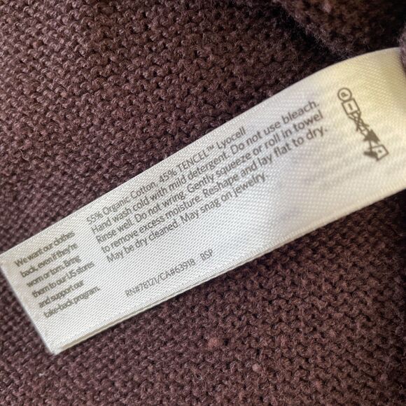 Eileen Fisher Crewneck Sweater Womens SMALL Deep Plum Purple Raw Hem 3/4 sleeve - Picture 6 of 6